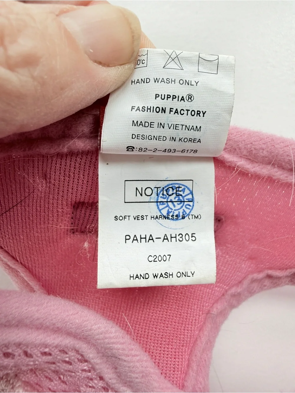 Puppia Pink Soft Vest Dog Harness Size M
